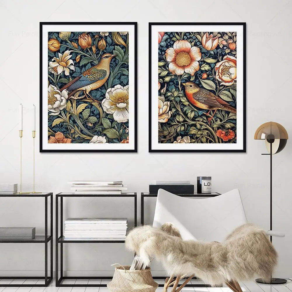 William Morris Flower Birds Poster Canvas Painting Prints