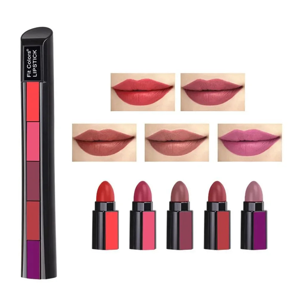 Matte 5-color Lipstick Set Velvet Non-stick Waterproof