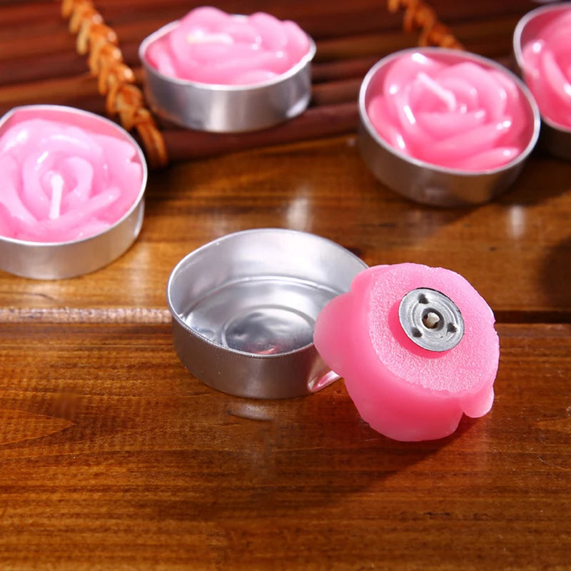 Romantic Rose Flower Shaped Tealight Candles, 12Pcs Set