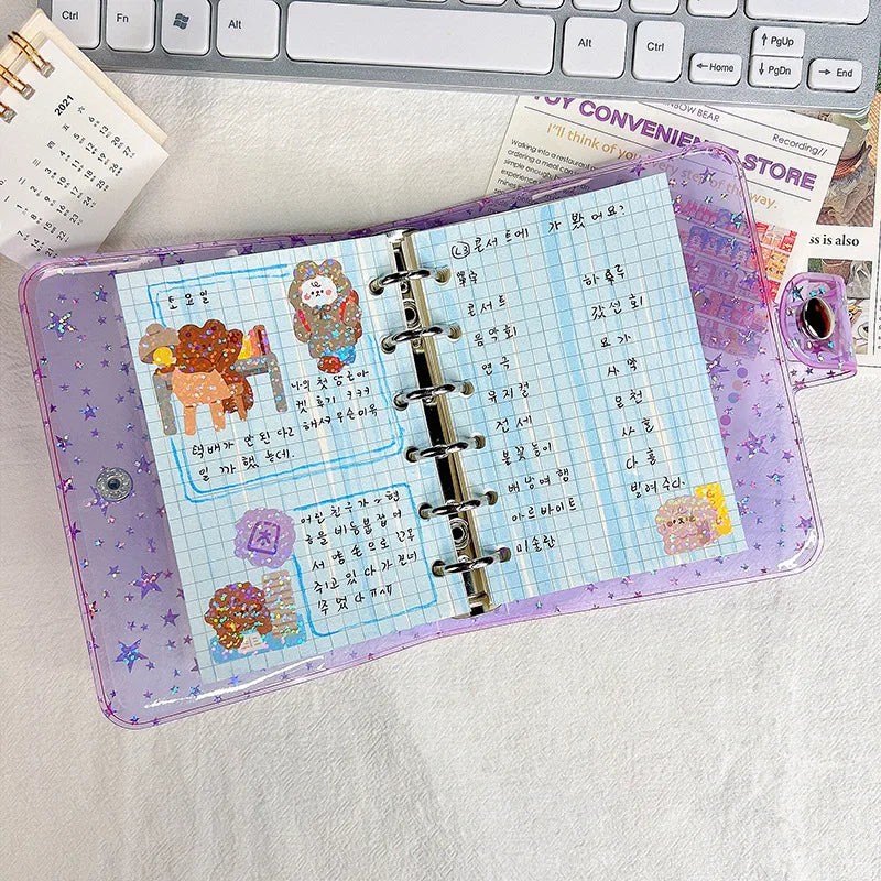 A7 Notebook 6-hole PVC Notebook Cover Loose-leaf Replacement Shell Journal Binder Mini Notebook