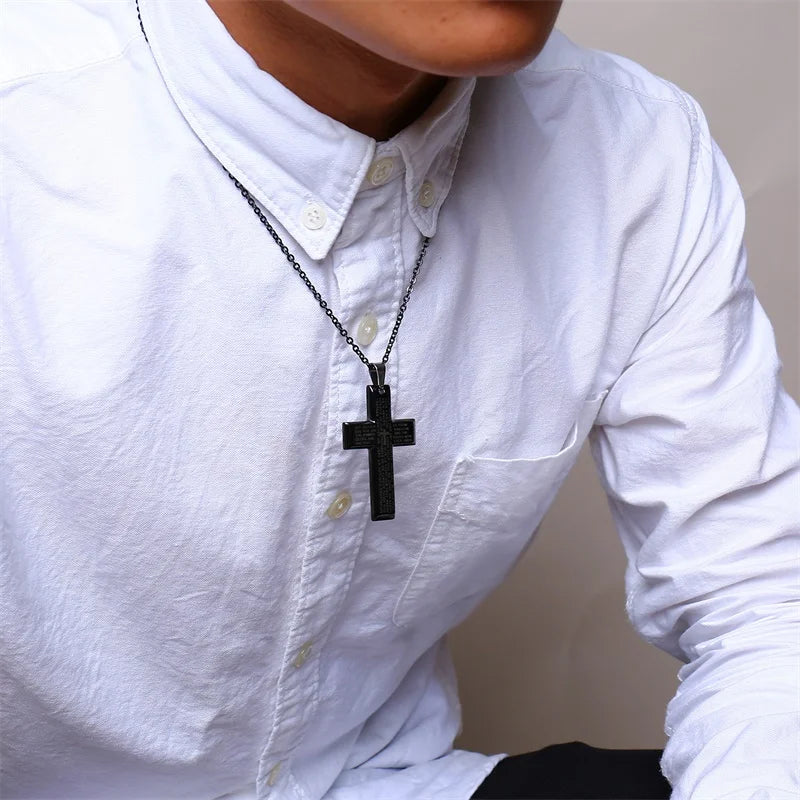 Crucifix Necklace Our Father Prayer Christian Jewelry