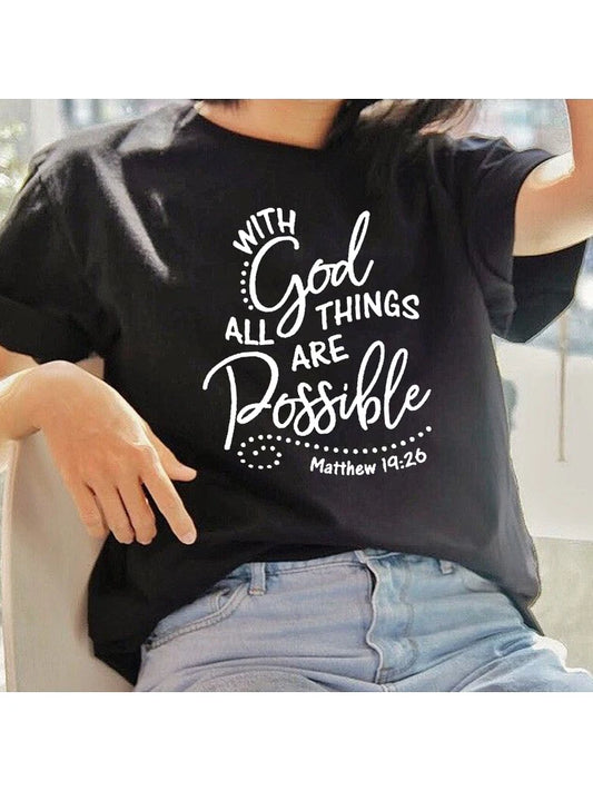 With God All Things Are Possible Women Christian T-Shirt