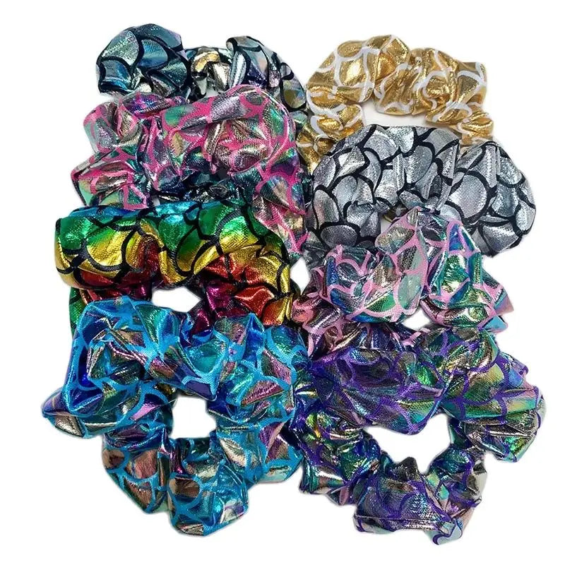 6Pieces Glitter Bling Metallic Large Hair Scrunchies