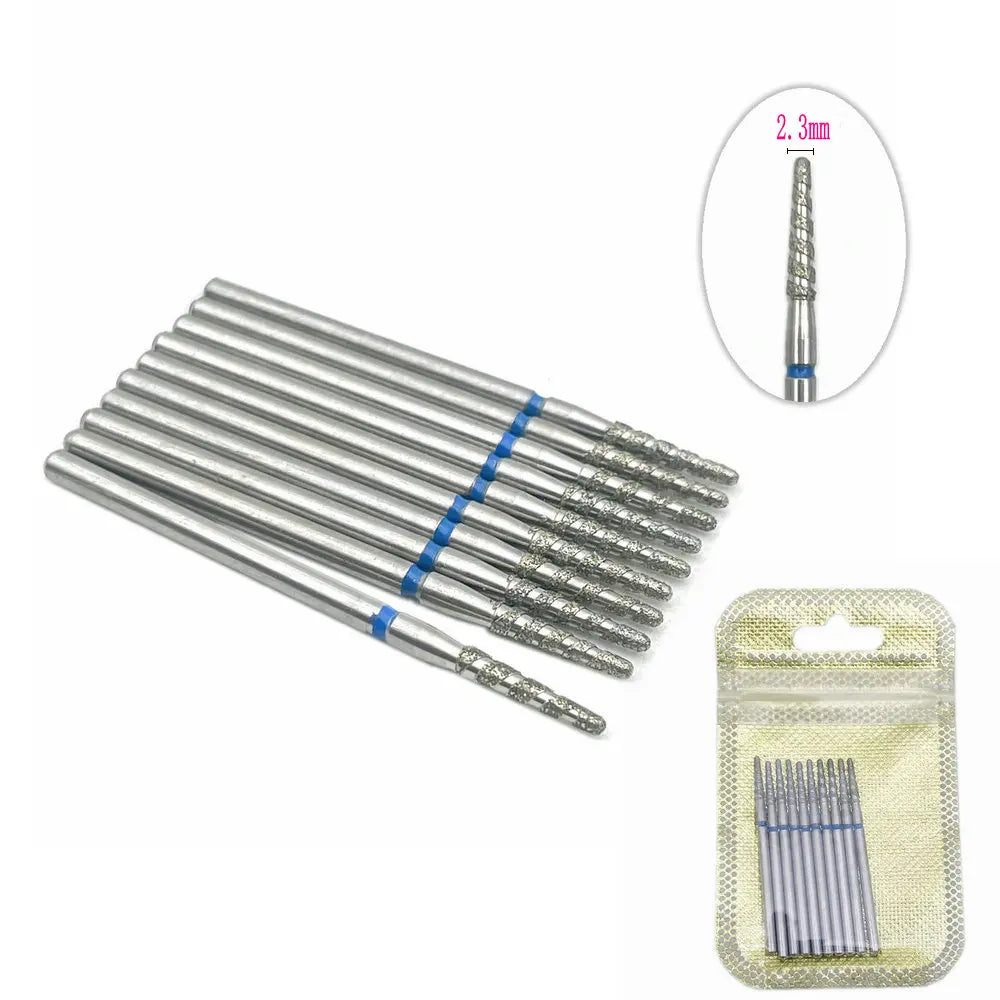 10Pcs  Flame Nail Drill Bits Diamond Cutters