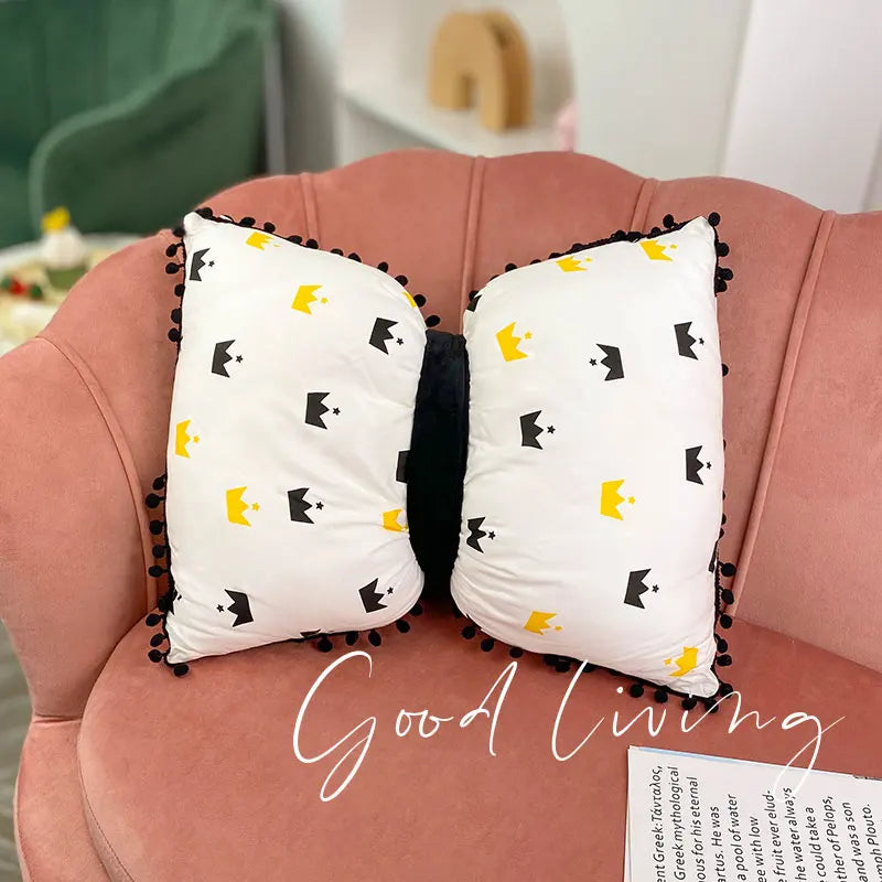 Bowknot Black And White Striped Bow Pillows