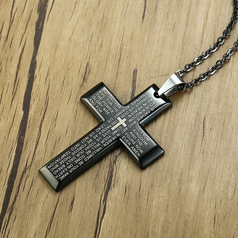 Crucifix Necklace Our Father Prayer Christian Jewelry