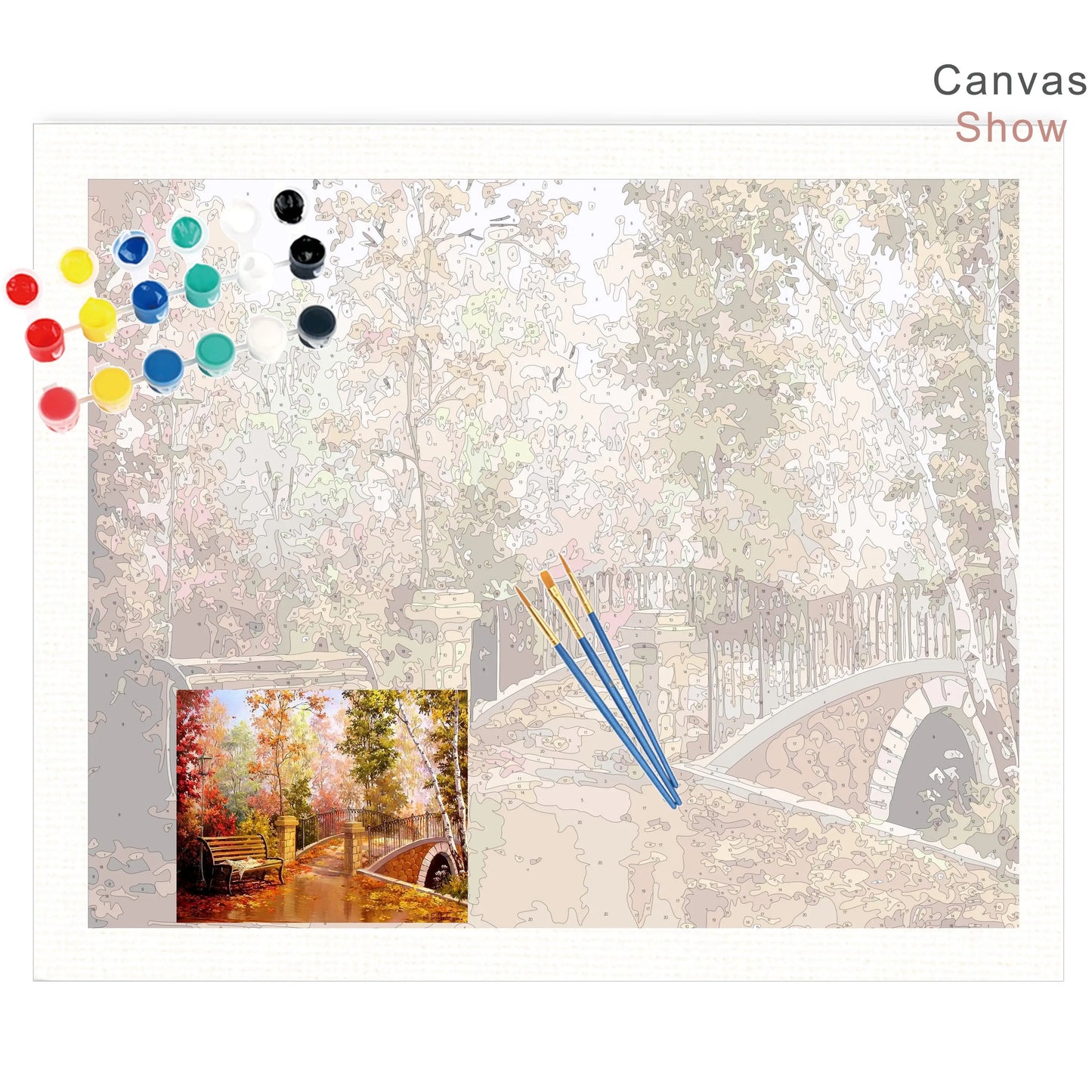 DIY Painting By Numbers Autumn Garden Landscape Canvas Picture