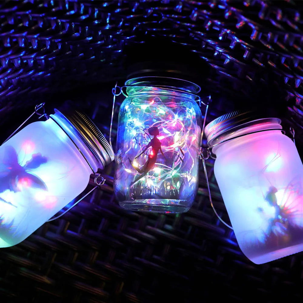 Solar Lantern Fairy Lights Portable Glass Jar Lamp