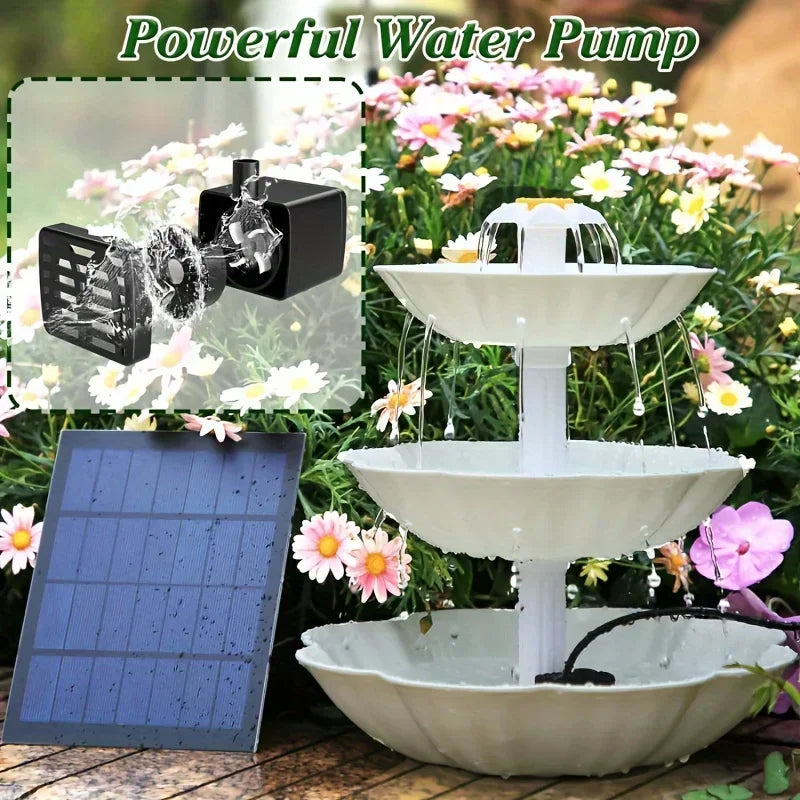 Solar Bird Bath Water Fountain Detachable