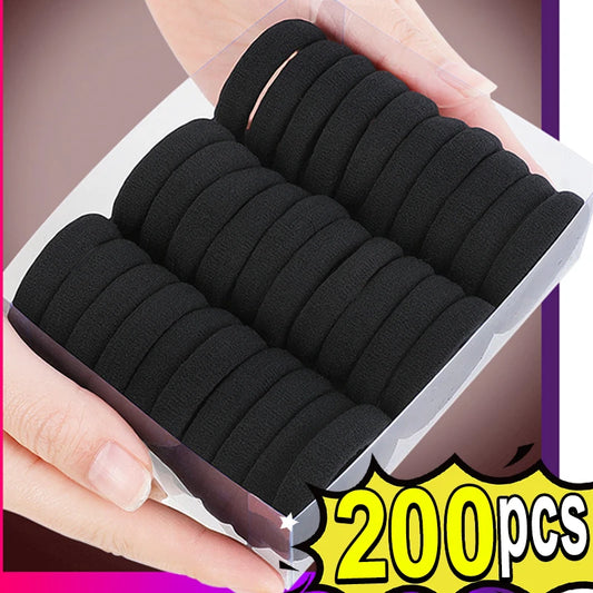 50/200Pcs High Elastic Hair Bands for Women Girls Black Hairband Rubber Ties Ponytail Holder Scrunchies Kids Hair Accessories