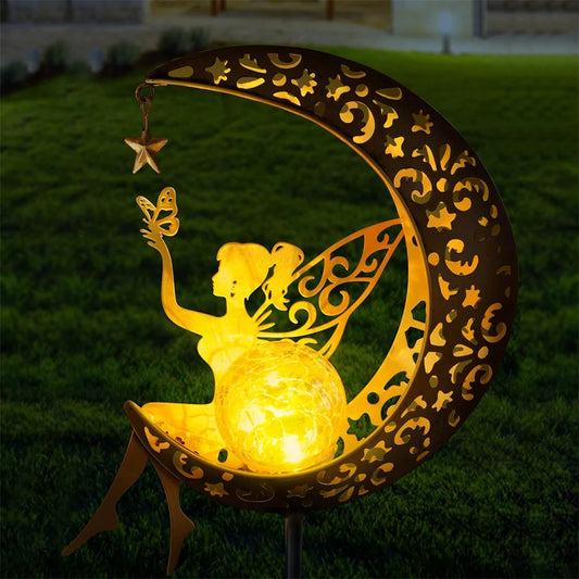 Solar Moon Fairy Lamp Outdoor Garden Iron Flower Fairy Ground Insertion