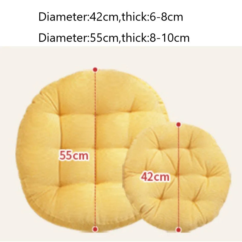 Round Floor Pillow, Solid Tufted Cushion