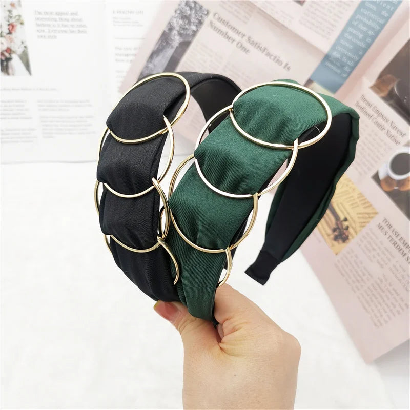 Trend Headband Hair Accessories Women Gold Ring Cross Stitching Fabric Wide-brimmed Fashion Hairband Hair Hoop Headwear Girl New