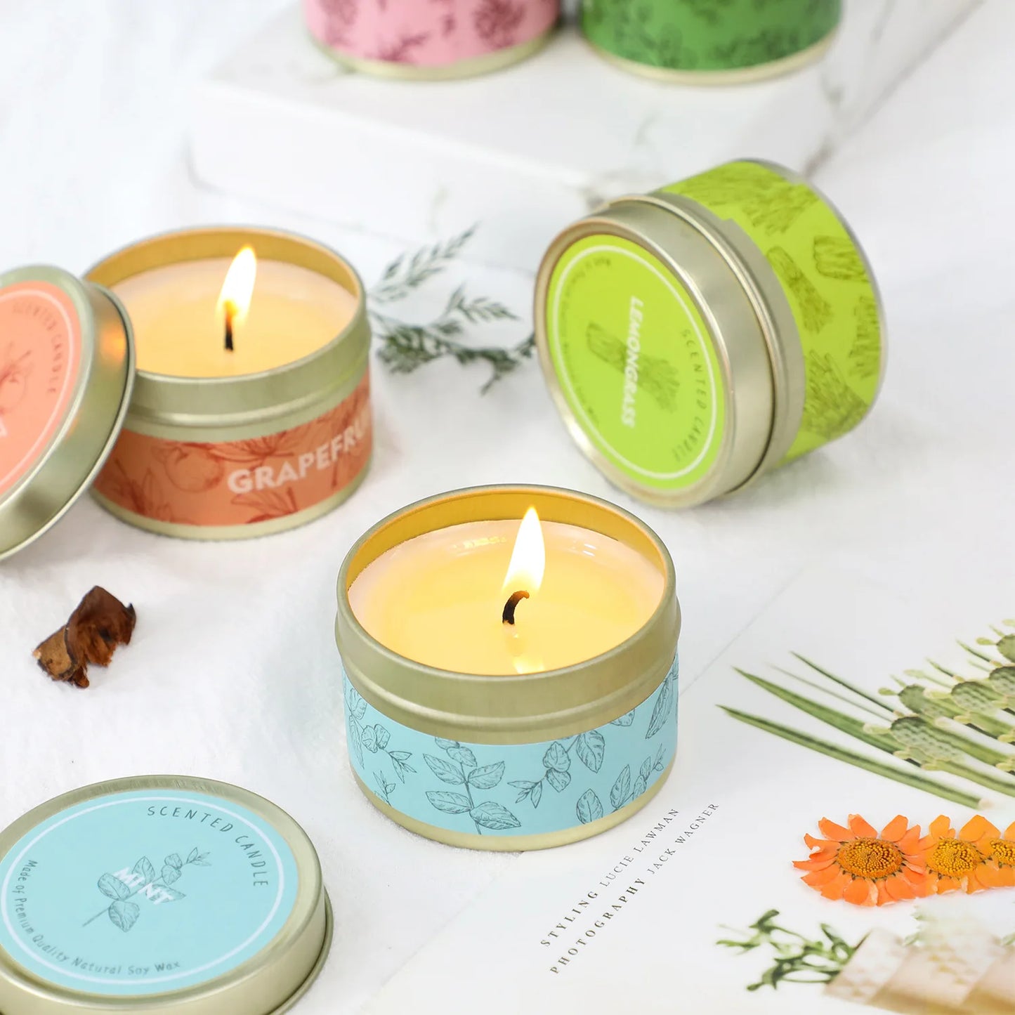 Natural Soy Wax Smokeless Scented Aromatic Candles