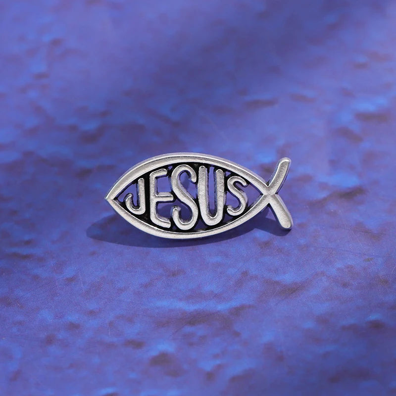 Jesus Christian Fish Emblems Enamel Pin Religion King Ichthus Symbol Brooch Lapel Backpack Badge Jewelry Gift For Friends