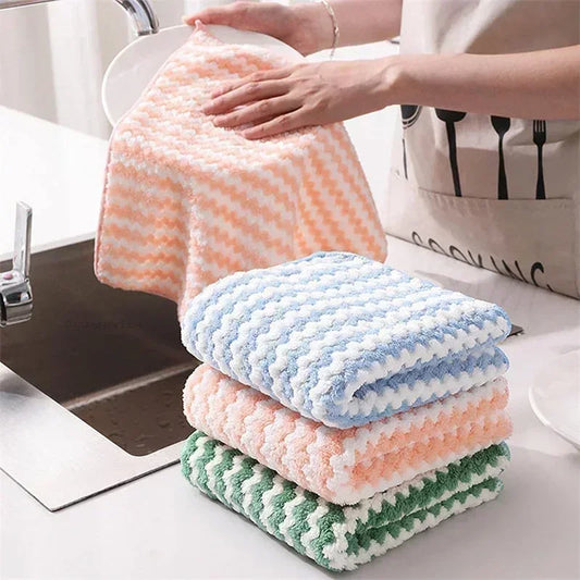 Coral Fleece Dishcloth Microfiber Towel 4pcs