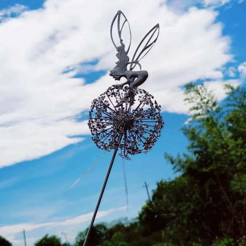 Garden Decorative Fairies and Dandelions Dance Together