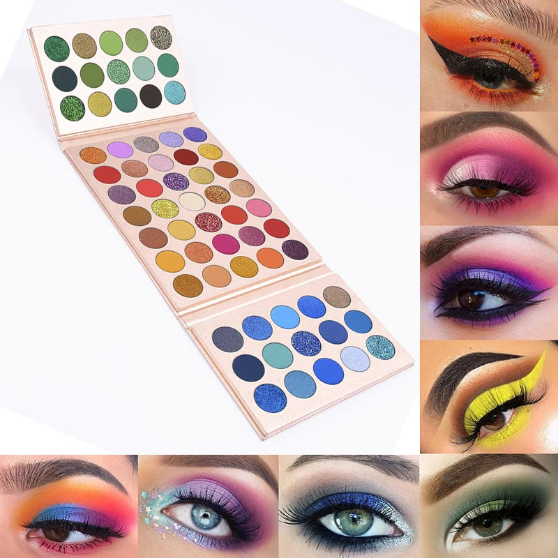 65 Colors Eyeshadow Palette, High Pigment Shimmer, Matte, Glitter