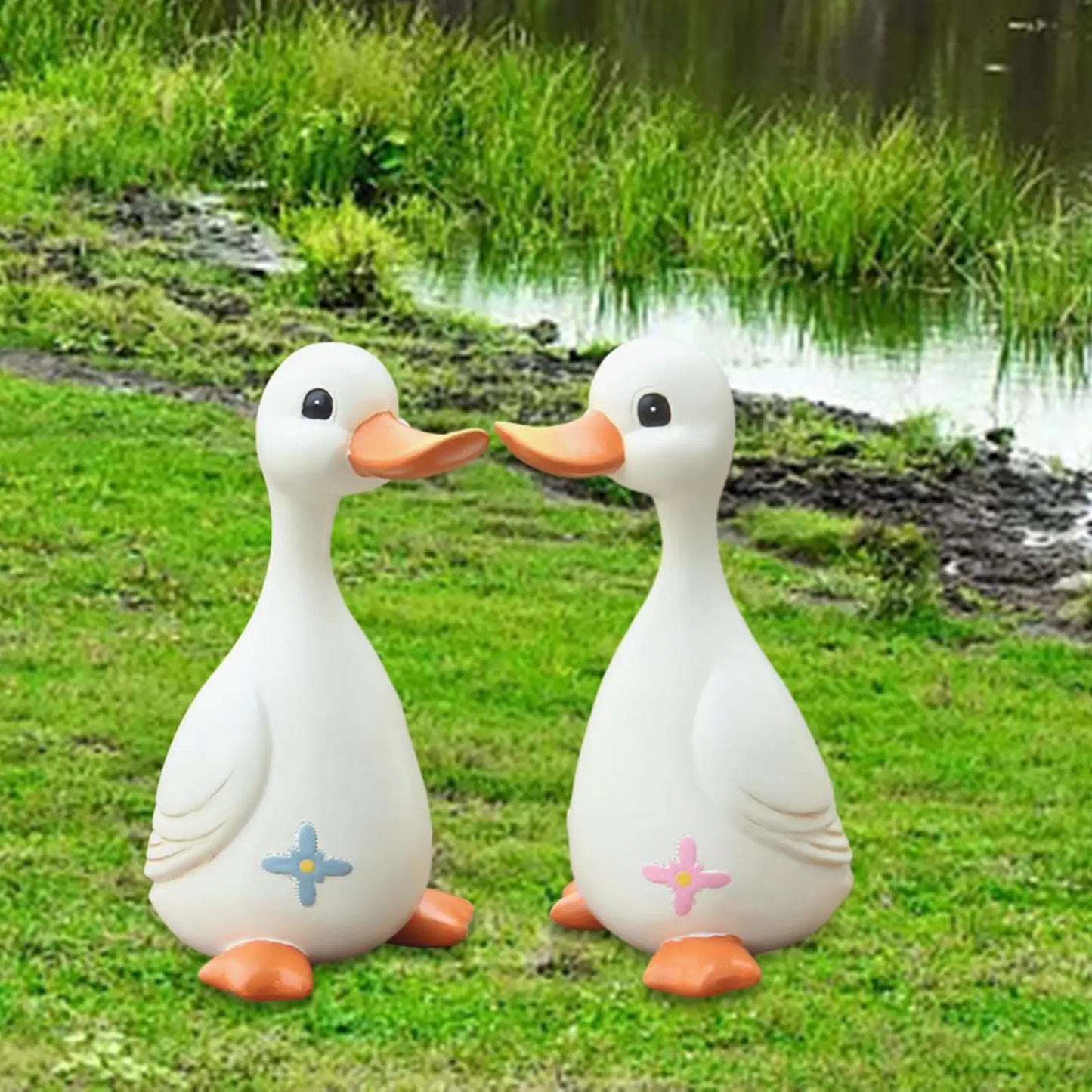 2x Decorative Resin Duck Figurines