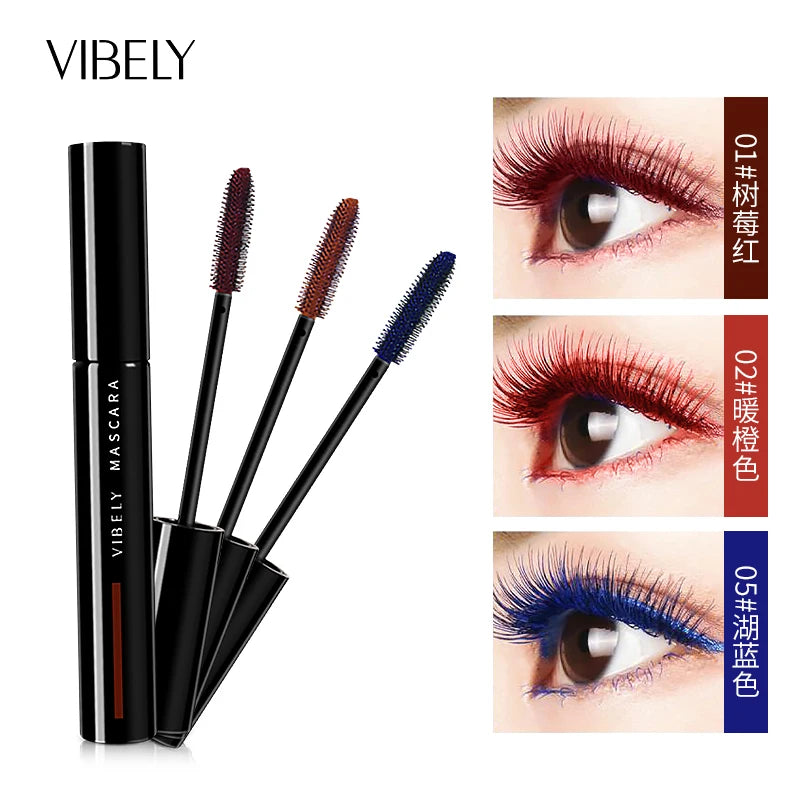 VIBELY Colored Mascara Eyelashes Lengthening Curled Lash Blue Yellow Green Mascara WaterProof Longlasting smudgeproof Eye Makeup