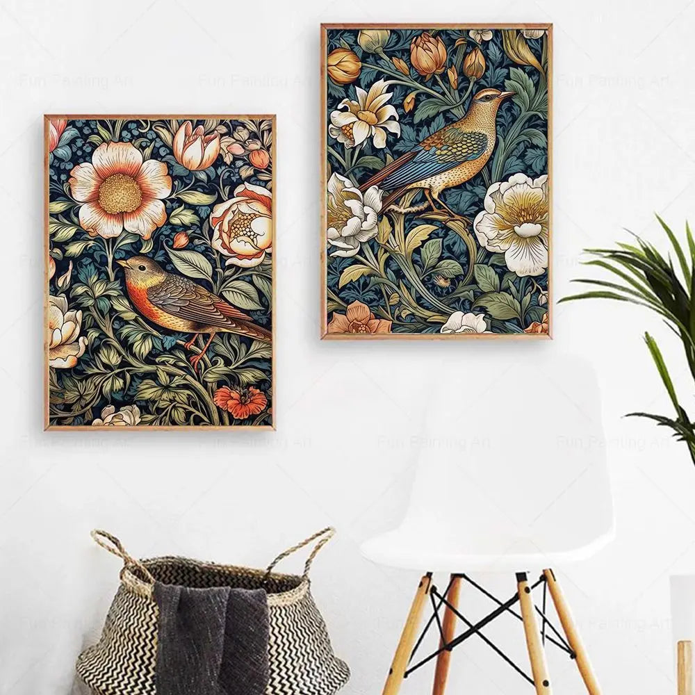 William Morris Flower Birds Poster Canvas Painting Prints