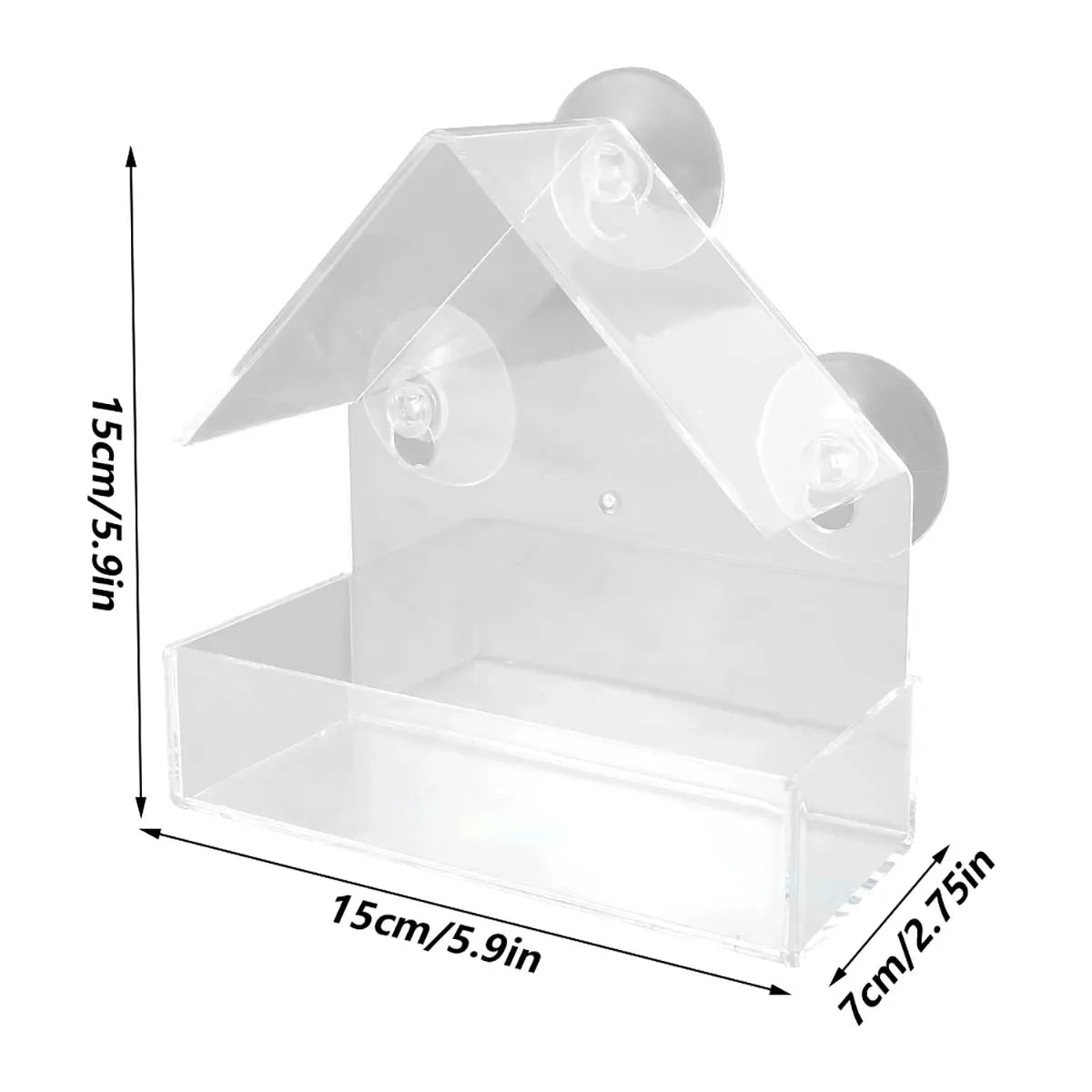 Window Bird Feeder Transparent Removable Outdoor Suction Cups Sliding Feed Tray