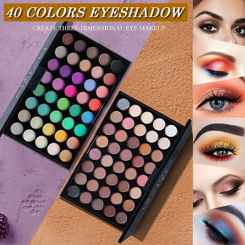 40 Color Matte Eyeshadow Palette Glitter Eye Shadow Waterproof