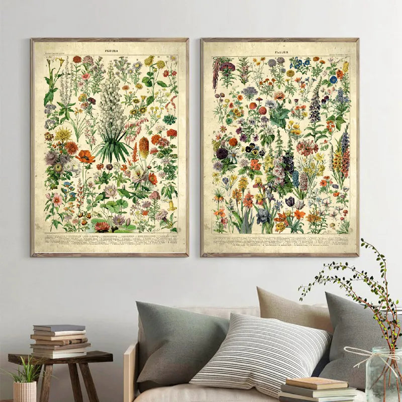 French Flowers Vintage Posters and Prints Botanical Retro Canvas Print