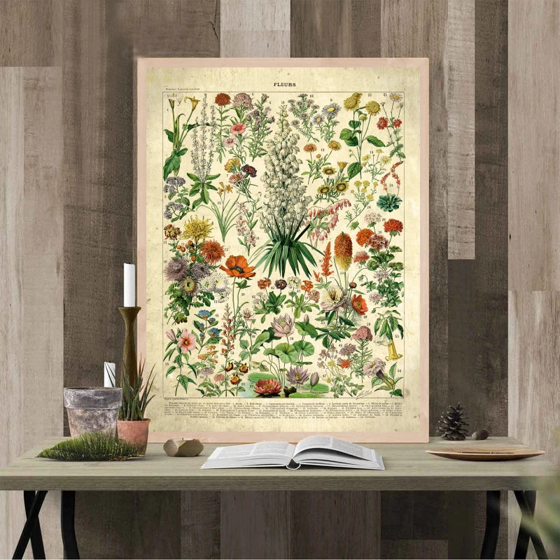 French Flowers Vintage Posters and Prints Botanical Retro Canvas Print