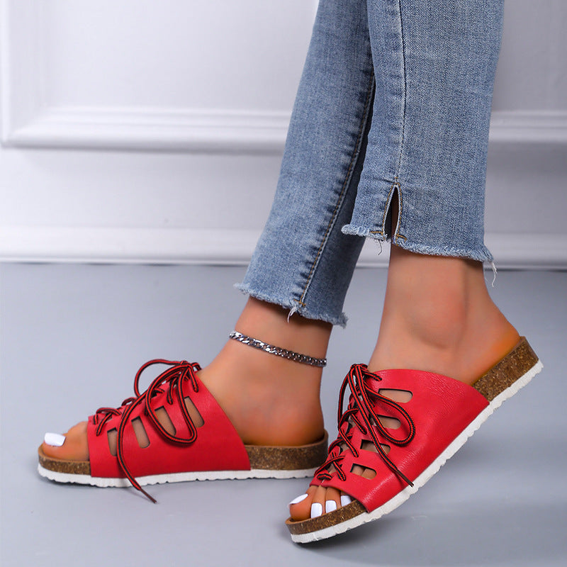 Lace-up Flat Roman Style Sandals