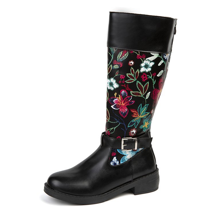 Flower Print Western Boots