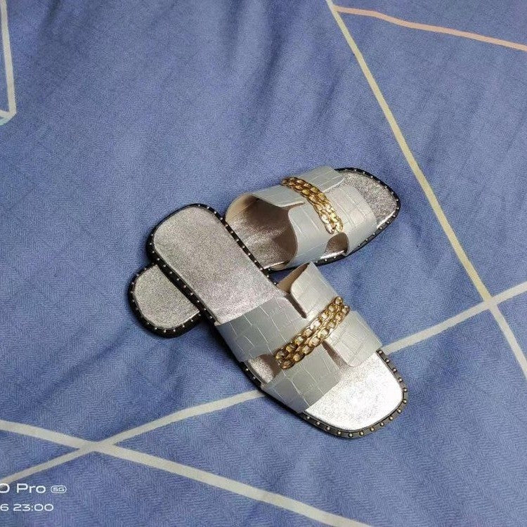 Casual Flat Heel Chain Sandals