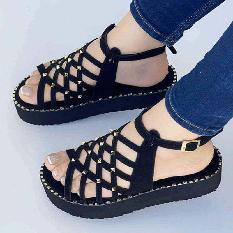 Thick Sole Rivet Roman Sandals