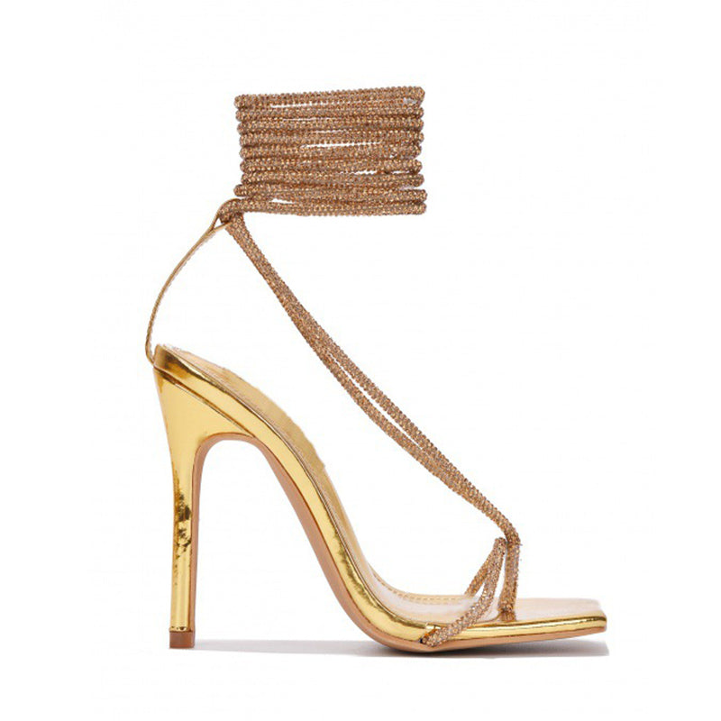 Women's Strappy Sandals Square Toe Stiletto High Heels