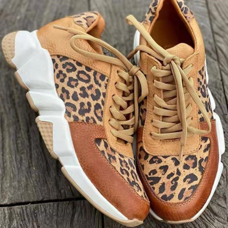 Low-top Leopard Print Casual Shoes Round Toe