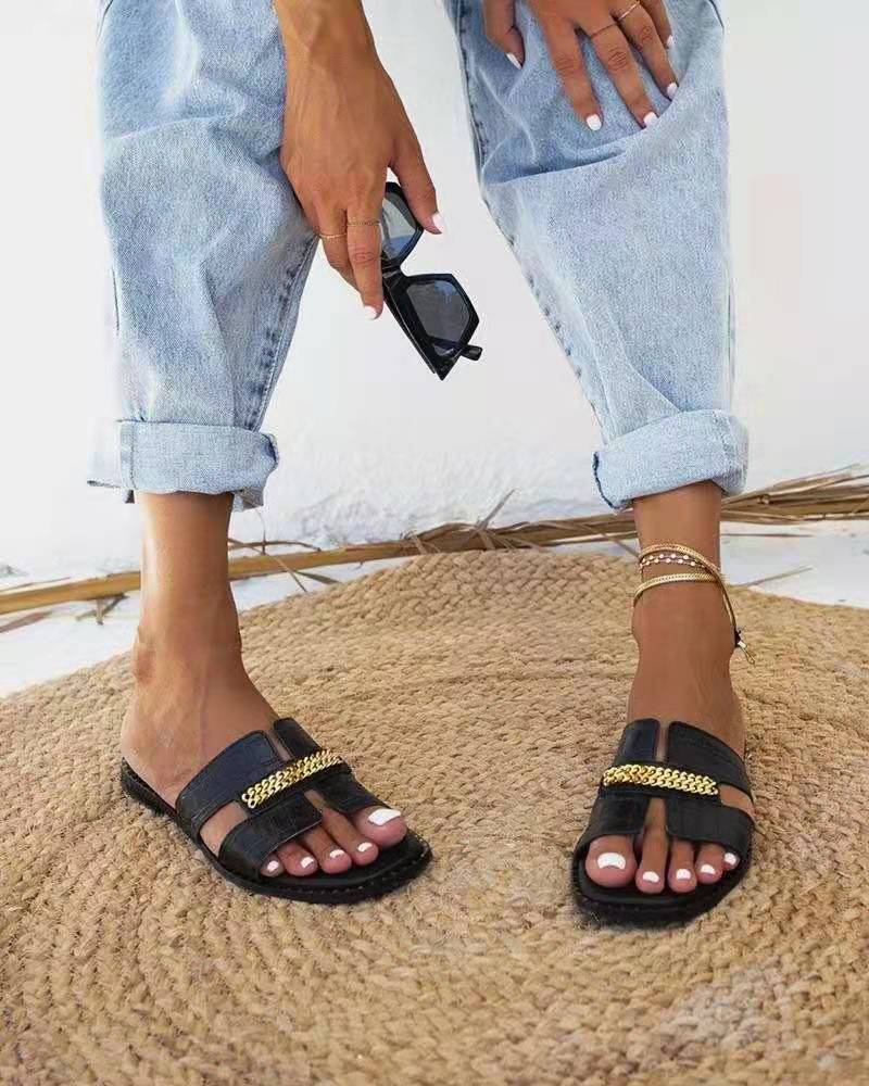 Casual Flat Heel Chain Sandals