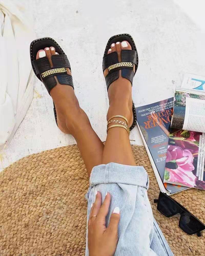 Casual Flat Heel Chain Sandals