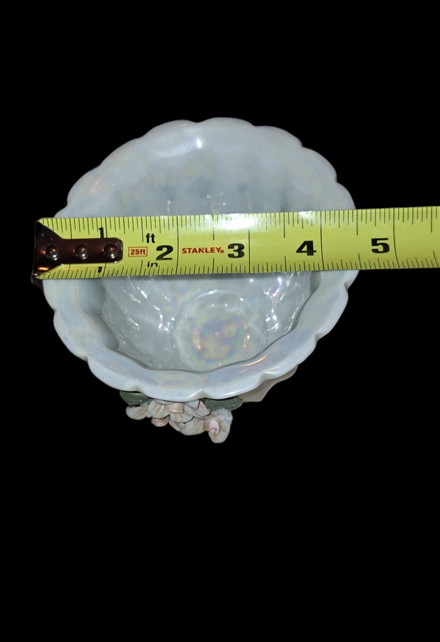 Pearlescent Ceramic Floral Trinket Bowl