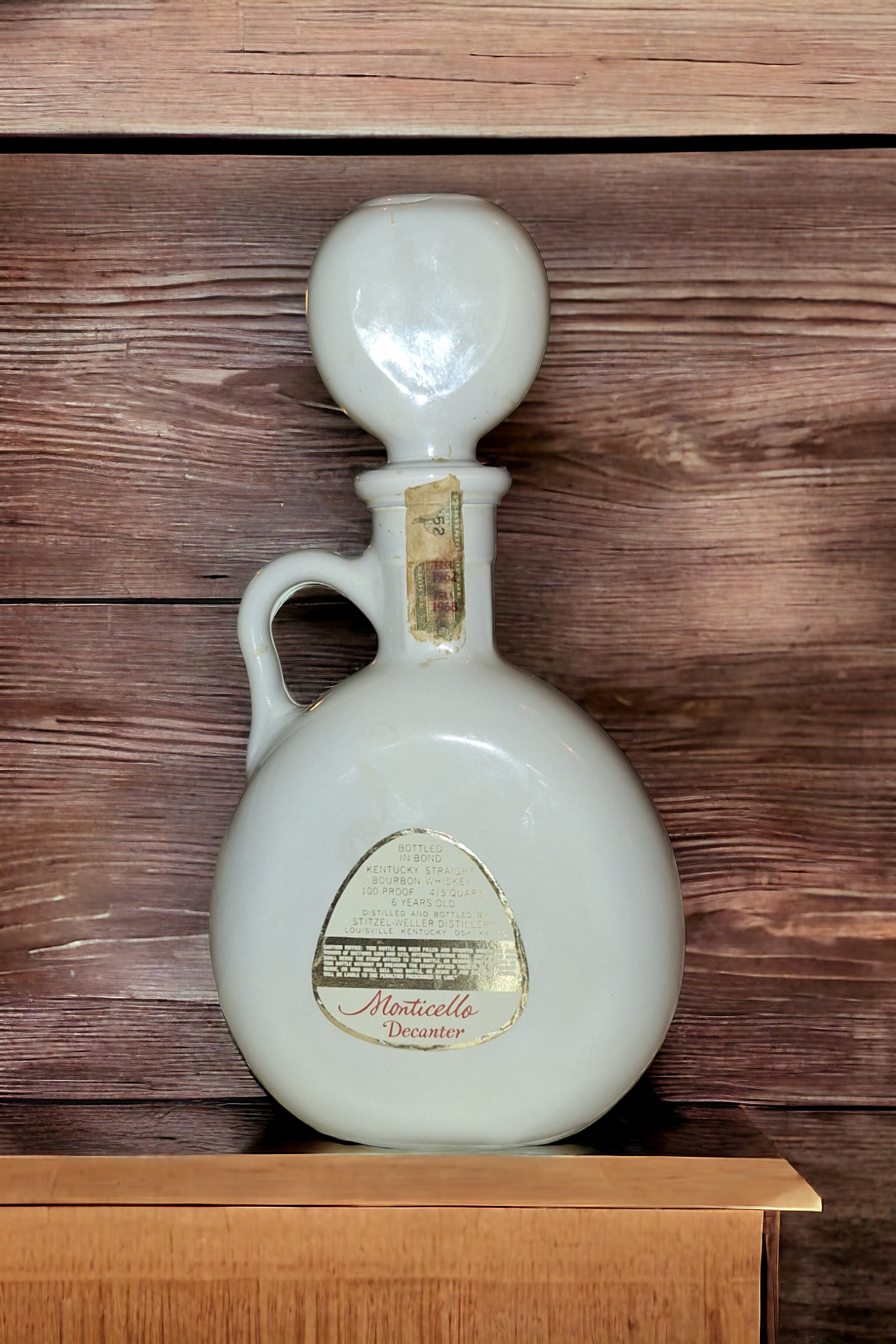 Vintage (1968) Old Fitzgerald Flagship  Jefferson Monticello Sour Mash Empty Bourbon Decanter