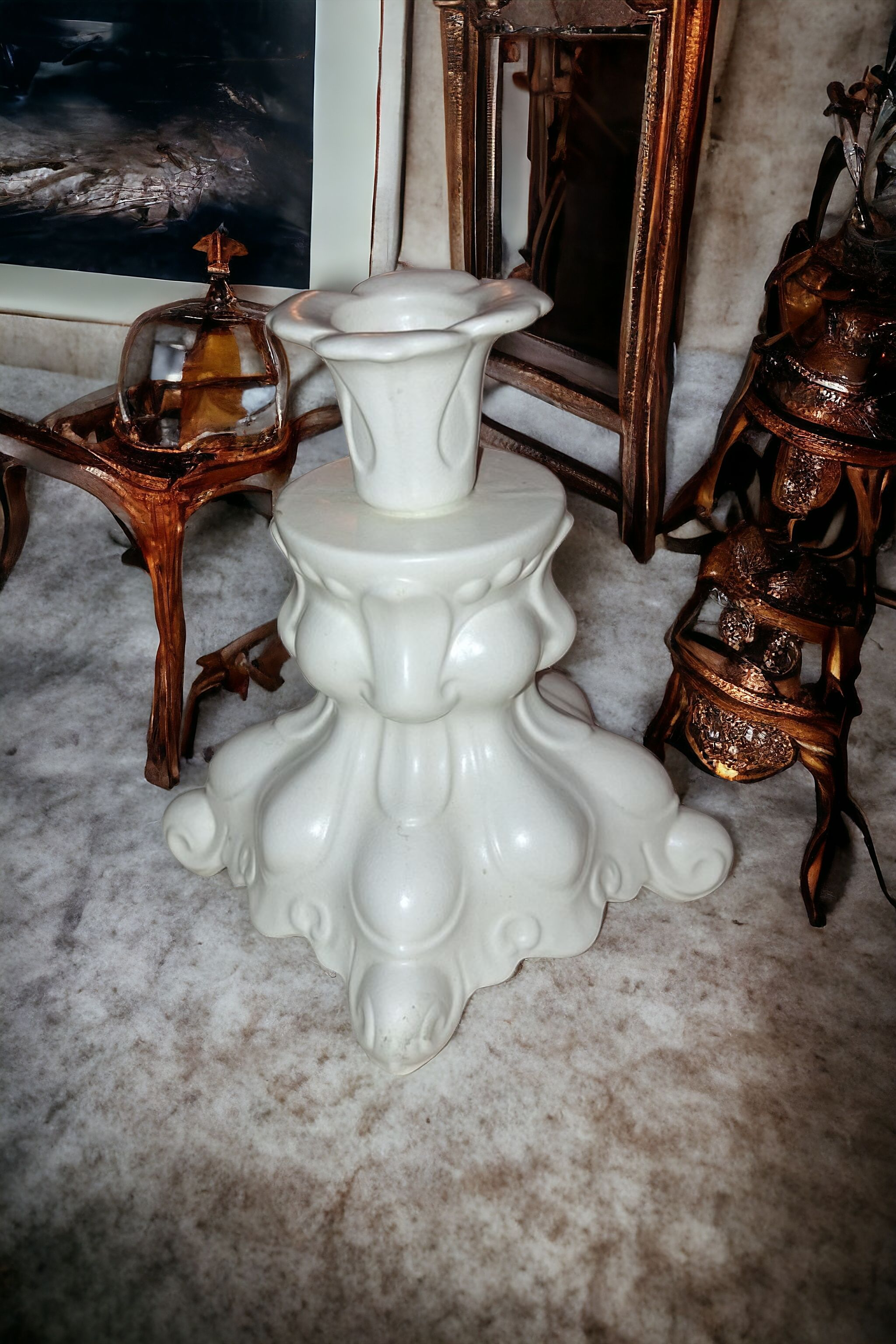 Vintage Ivory Holland Mold Candlestick