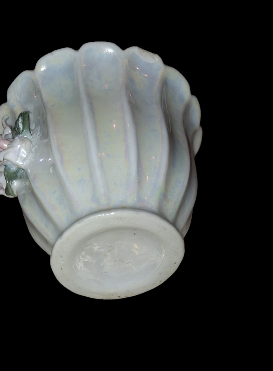 Pearlescent Ceramic Floral Trinket Bowl