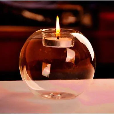 Round Hollow Glass Candle  Holder