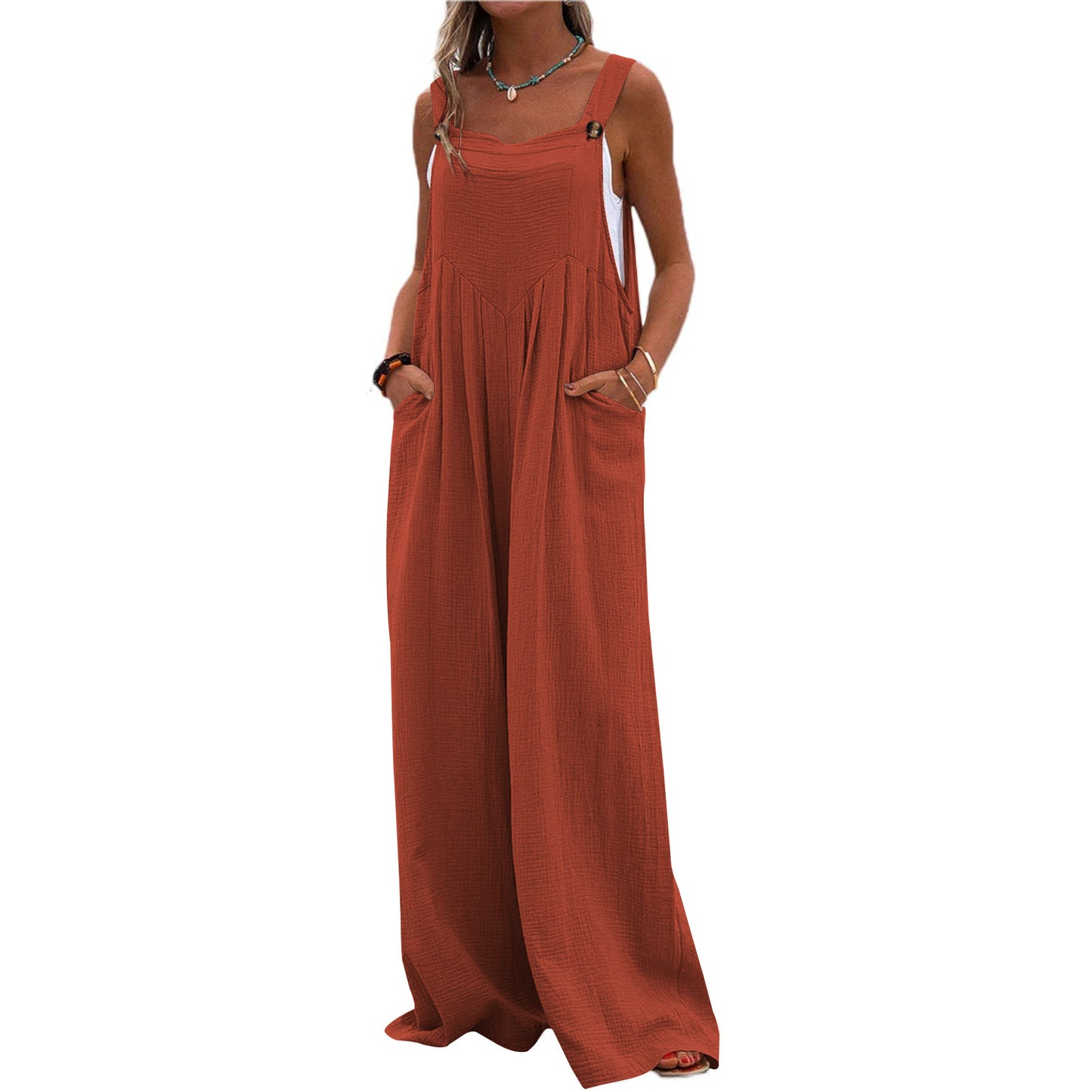 Casual Summer Cotton Hemp Romper, several colors