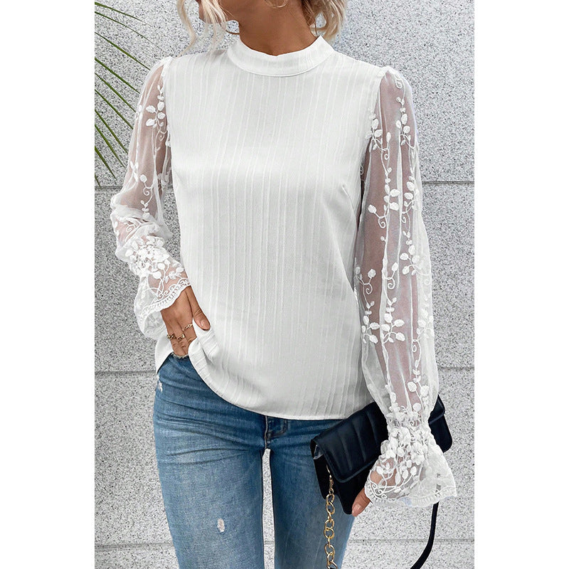 Chiffon Lace Sleeve Blouse