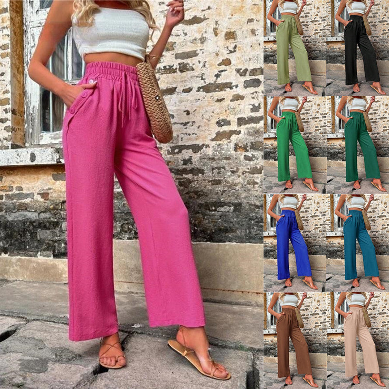 Elastic High-waisted Casual Pants, several colors