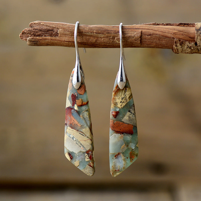 Bohemian Emperor Stone Geometric Pendant Earrings