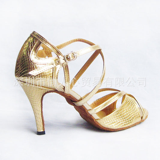 Gold Serpentine Latin Dance Shoes