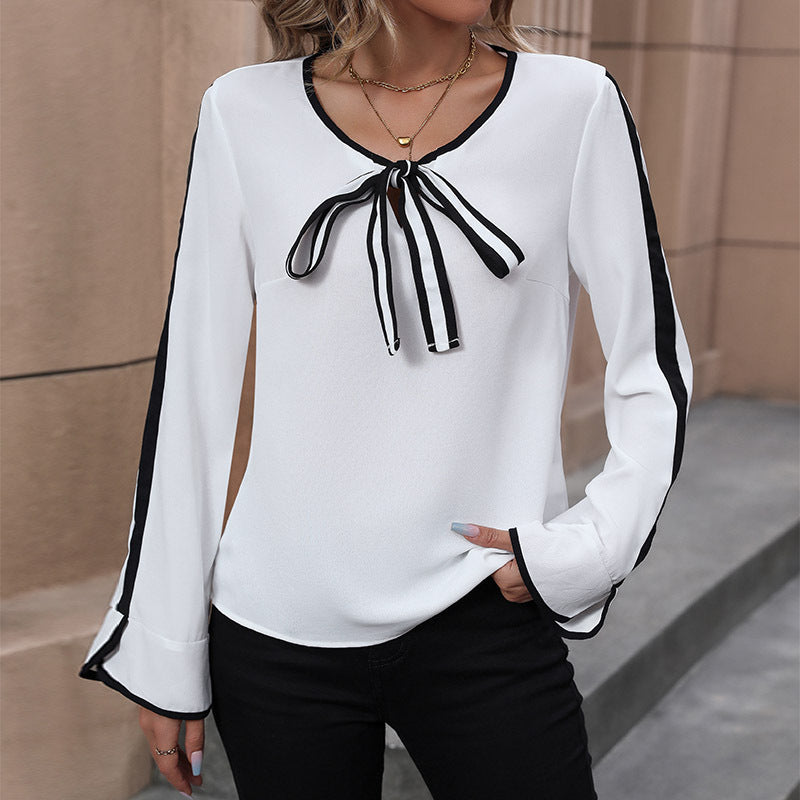 Tied Bow Long Sleeve Blouse