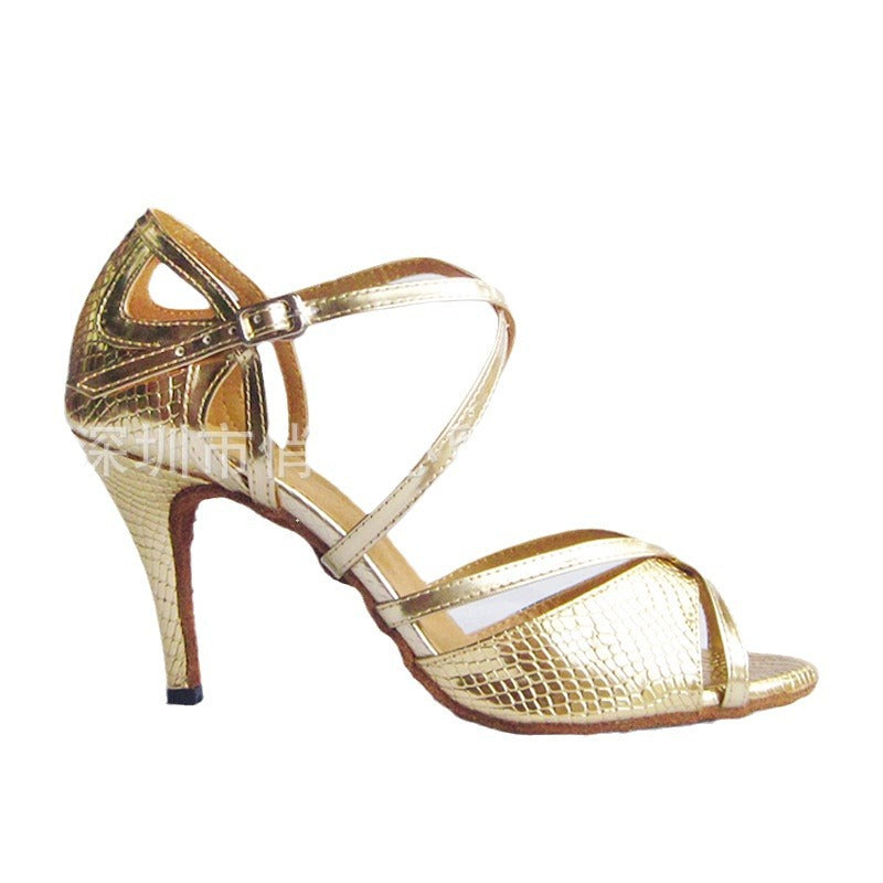 Gold Serpentine Latin Dance Shoes