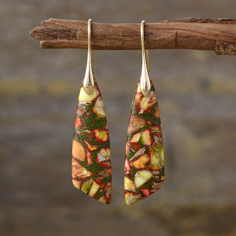 Bohemian Emperor Stone Geometric Pendant Earrings